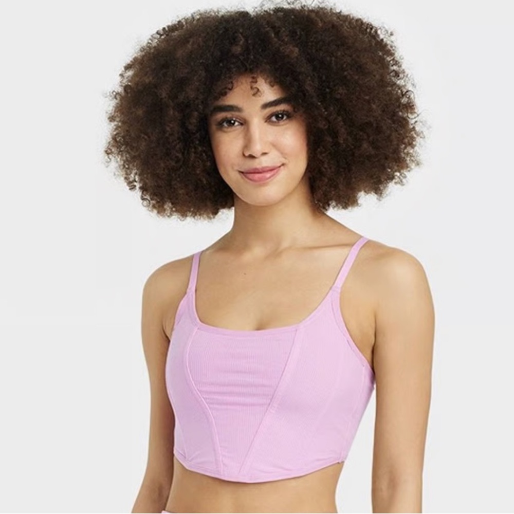 Pink Casual Corset Ribbed Mesh Top - Colsie